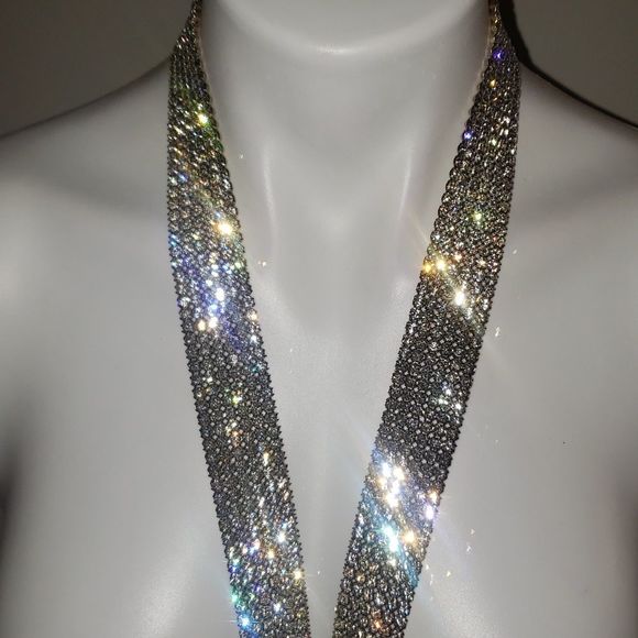 Long Rhinestone Tie Necklace1950s - Picture 3 of 7
